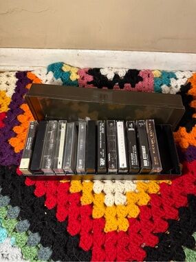 Vintage Cassette Tape Radio Shack Storage Box with Mixed Cassettes